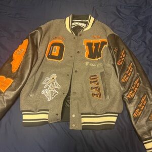 Off-White Leather Wool Varsity Jacket
